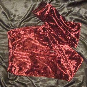 Cotton Candy | Burgundy/Maroon Crushed Velvet Leggings